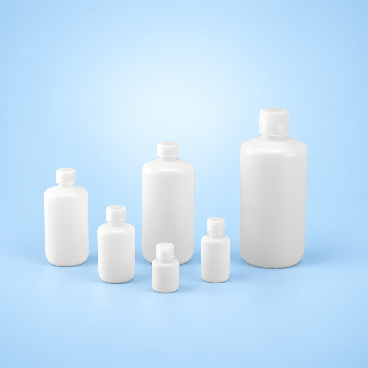 HDP Round Bottle Narrow Mouth With P. P. Cap & Seal