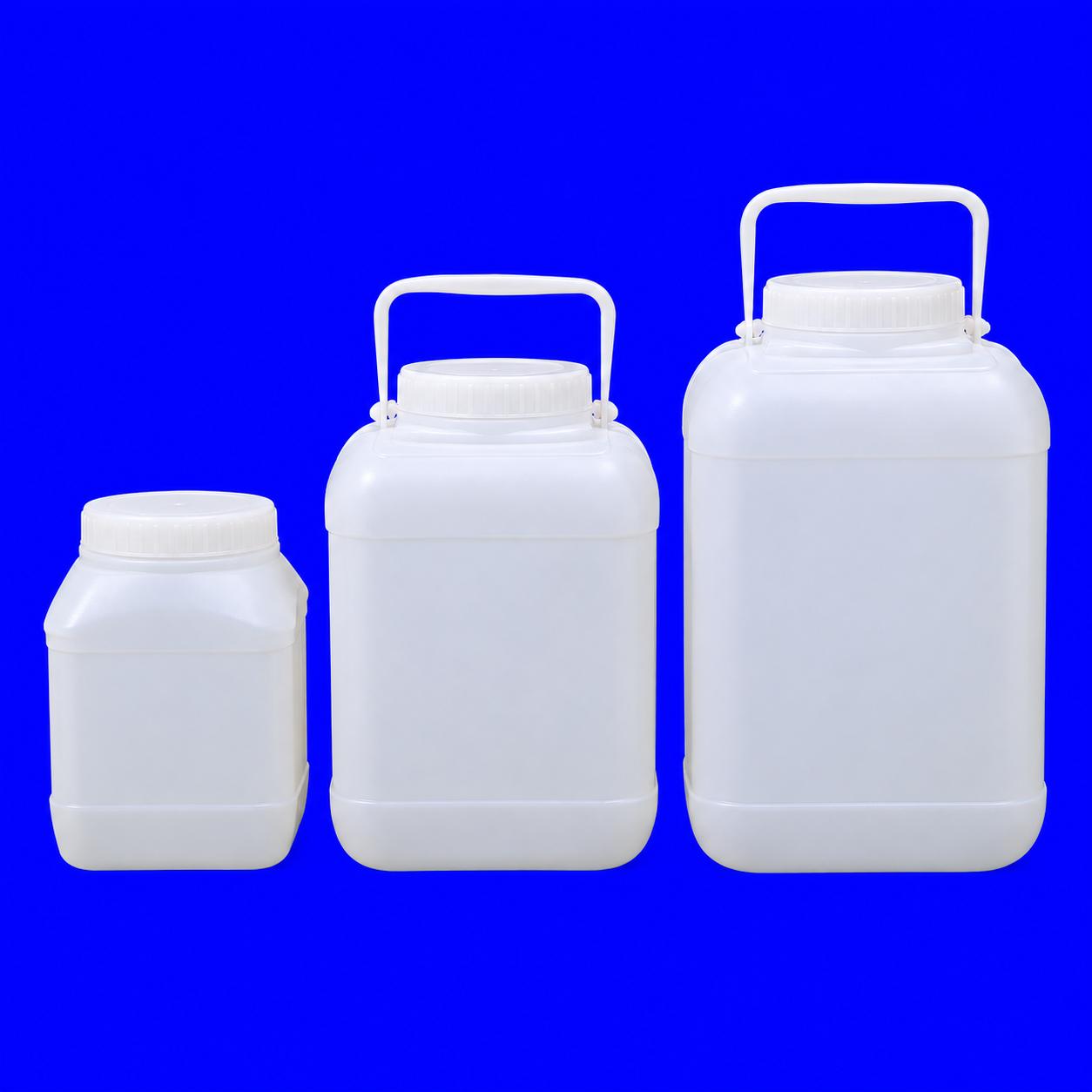 HDP Square Jar Wide Mouth with Cap Seal & Handle